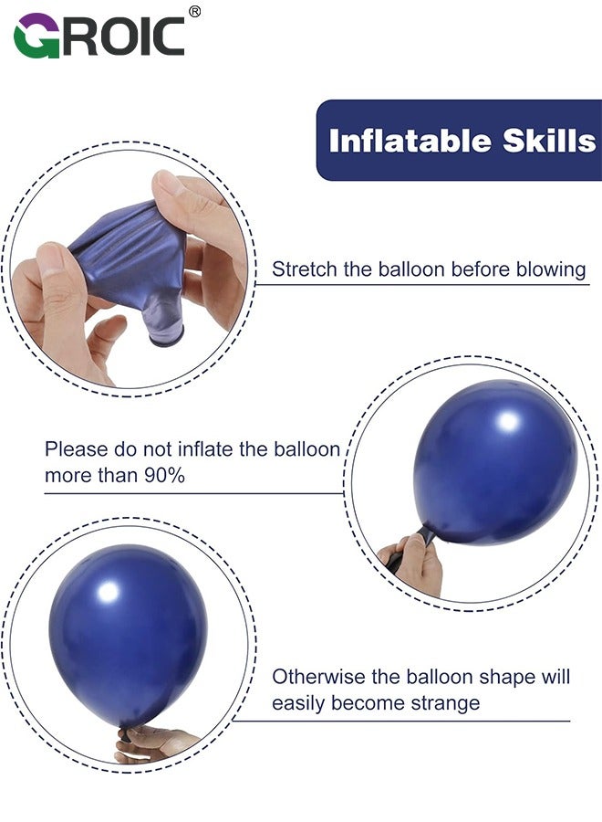 جرويك 129 قطعة من بالونات اللاتكس باللون الأزرق الداكن 18 12 10 5 بوصة طقم بالونات للحفلات لأعياد الميلاد وحفلات التخرج وحفلات الزفاف وحفلات الزفاف وديكور البالونات، مجموعة بالونات الحفلات، مستلزمات الحفلات - Image 2