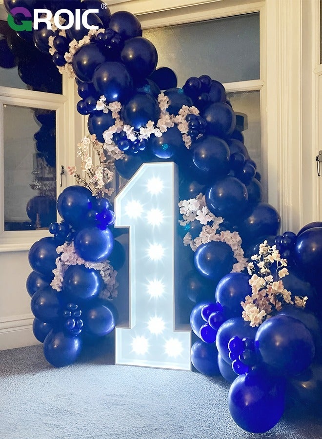 جرويك 129 قطعة من بالونات اللاتكس باللون الأزرق الداكن 18 12 10 5 بوصة طقم بالونات للحفلات لأعياد الميلاد وحفلات التخرج وحفلات الزفاف وحفلات الزفاف وديكور البالونات، مجموعة بالونات الحفلات، مستلزمات الحفلات - Image 4