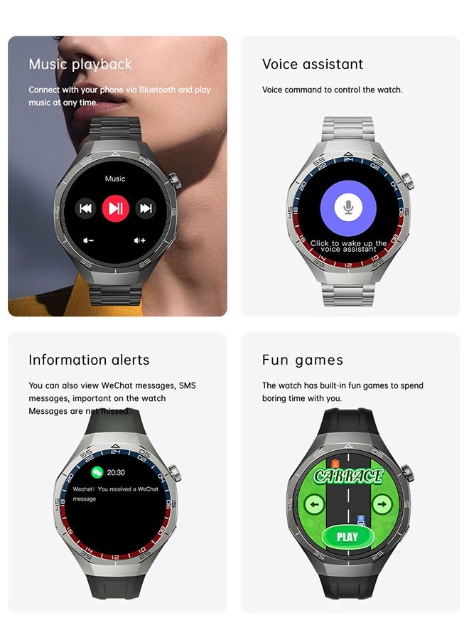 RollsTimi  Smart Watch 1.53" HD Screen Smart Watches for Men(Answer/Make Calls), Multiple Sport Modes Fitness Watch with Sleep/Heart Rate Monitor,Waterproof Smartwatch,Steel Strap Black  - Image 3