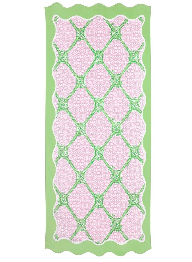Lilly Pulitzer منشفة شاطئ/مسبح كبيرة من ليلي بولتزر، 40 × 72، منشفة قطنية كبيرة بحواف متموجة للبالغين، طباعة فراشة زرقاء/خضراء - Image 1