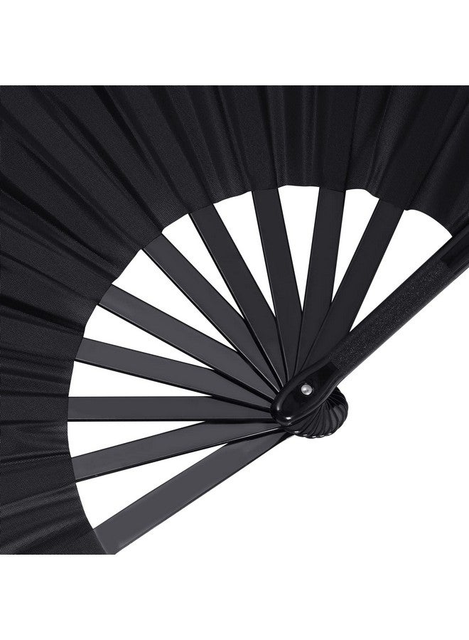 ووب عبوتان من مراوح اليد الكبيرة القابلة للطي، مراوح يدوية قابلة للطي، مروحة تاي تشي الصينية القابلة للطي، قماش النايلون، مروحة الكونغ فو الصينية مع حامل بأكمام للرجال والنساء، ديكورات الرقص والمهرجانات (أسود) - Image 3