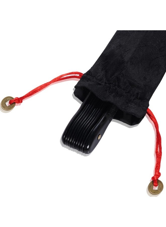 ووب عبوتان من مراوح اليد الكبيرة القابلة للطي، مراوح يدوية قابلة للطي، مروحة تاي تشي الصينية القابلة للطي، قماش النايلون، مروحة الكونغ فو الصينية مع حامل بأكمام للرجال والنساء، ديكورات الرقص والمهرجانات (أسود) - Image 5