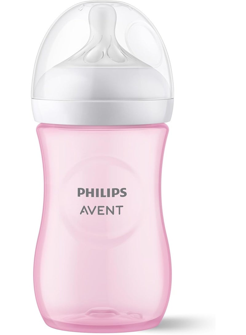 Avent Natural 3.0 Baby Bottle – 260ml (9oz) BPA-Free Infant Bottle with 1-Month+ Teat – Single Pack (Pink) - Image 2