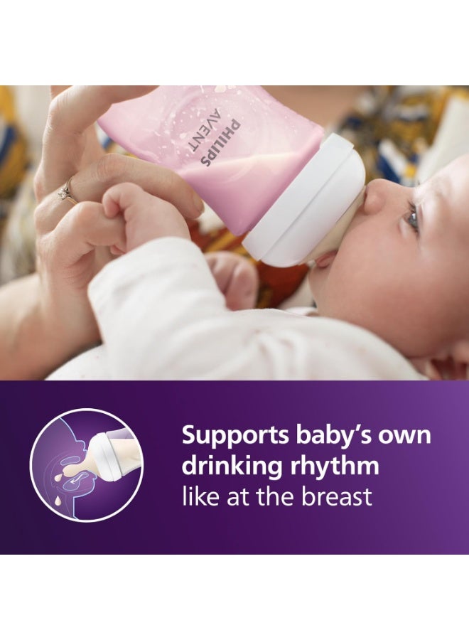 Avent Natural 3.0 Baby Bottle – 260ml (9oz) BPA-Free Infant Bottle with 1-Month+ Teat – Single Pack (Pink) - Image 3
