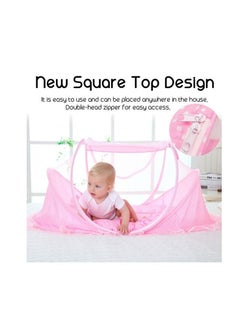 Baby Mosquito Net Bed Portable Infant Tent Folding Soft Bed With Mattress Net Crib Pink