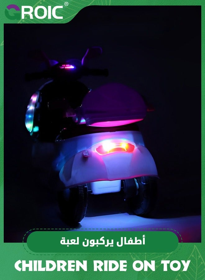 GROIC Kids Motorcycle,Kids Cartoon Ride on Car,6V Battery Powered Electric Motorcycle with LED Headlights, Music, Pedal,Forward/Reserve, 3 Wheels Motorbike Toys,Electric Scooter for Kids with Trunk  - Image 4