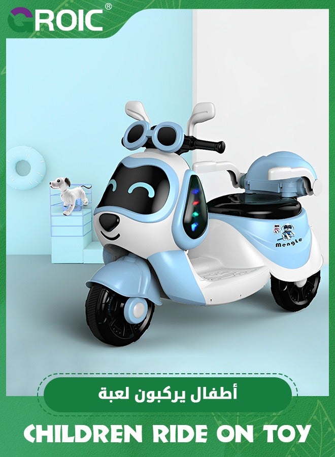 GROIC Kids Motorcycle,Kids Cartoon Ride on Car,6V Battery Powered Electric Motorcycle with LED Headlights, Music, Pedal,Forward/Reserve, 3 Wheels Motorbike Toys,Electric Scooter for Kids with Trunk  - Image 2