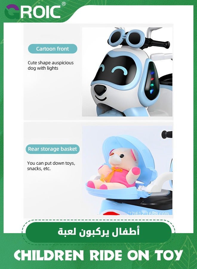 GROIC Kids Motorcycle,Kids Cartoon Ride on Car,6V Battery Powered Electric Motorcycle with LED Headlights, Music, Pedal,Forward/Reserve, 3 Wheels Motorbike Toys,Electric Scooter for Kids with Trunk  - Image 5