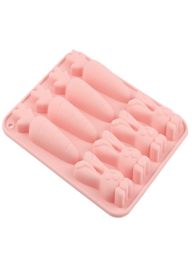 YIMINGMOLD قوالب حلوى سيليكون من YIMINGMOLD بثمانية تجاويف لعيد الفصح، قالب على شكل أرنب وجزرة وشوكولاتة لتزيين الكب كيك وحلوى الشوكولاتة - Image 4