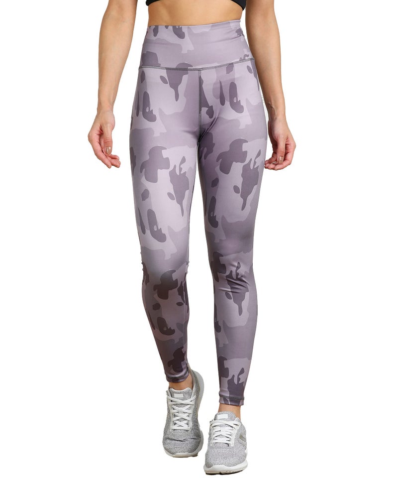 Rock Paper Scissors Women's Premium Gym Wear/Active Wear Tights Strechable Leggings Yoga Pants Gym Tight Liilac Camouflage 5XL, Stretch, High Rise - Image 1