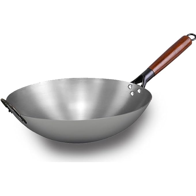 VONOTO Carbon Steel Wok Pan Wok Pan With Handle Traditional Woks 13 Inch - Image 2