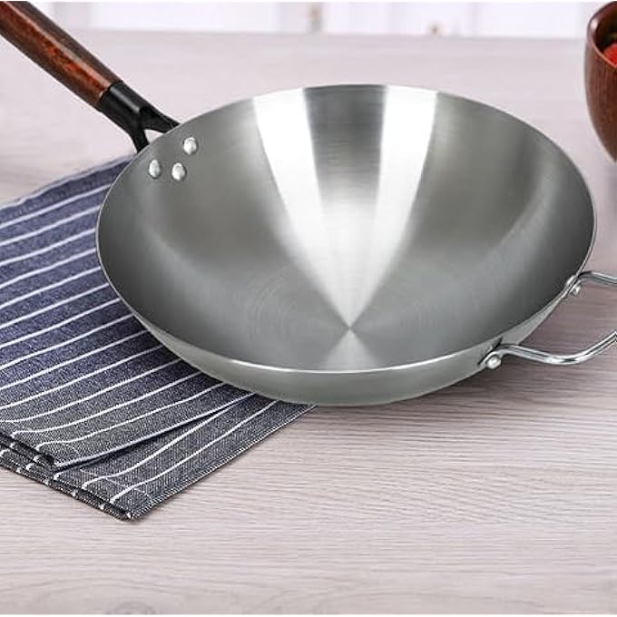 VONOTO Carbon Steel Wok Pan Wok Pan With Handle Traditional Woks 13 Inch - Image 3