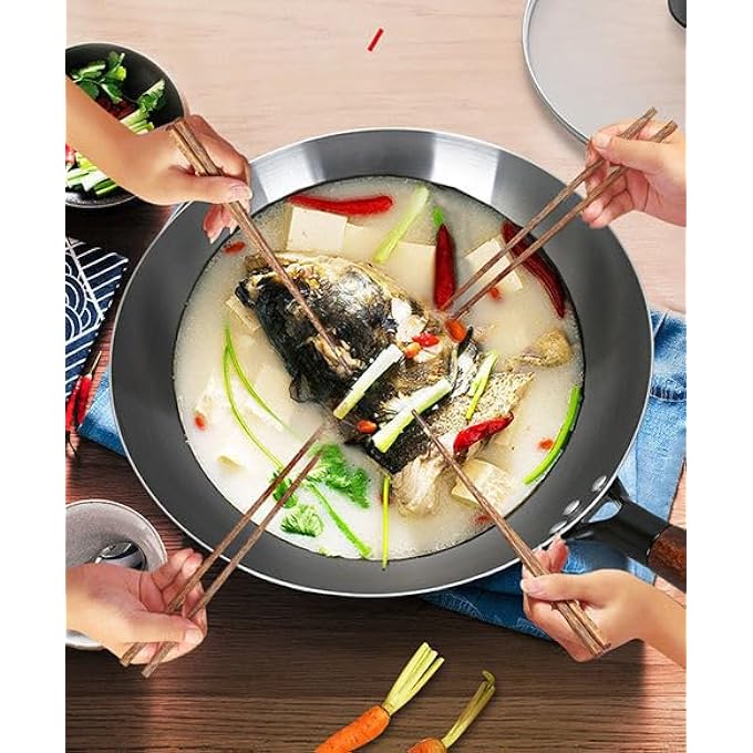 VONOTO Carbon Steel Wok Pan Wok Pan With Handle Traditional Woks 13 Inch - Image 5