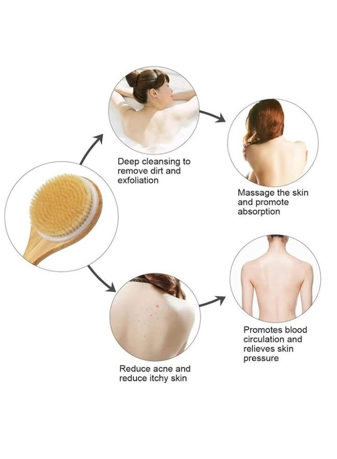 NKX Bamboo Back Brush – Boar Bristle Body Brush with Long Handle for Bath & Shower - Image 3