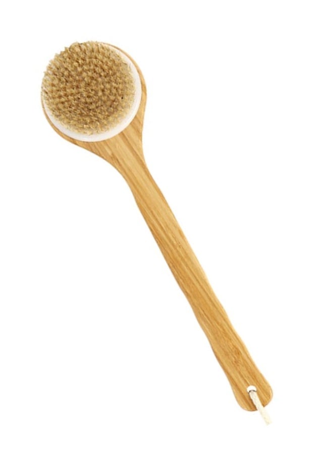 NKX Bamboo Back Brush – Boar Bristle Body Brush with Long Handle for Bath & Shower - Image 1