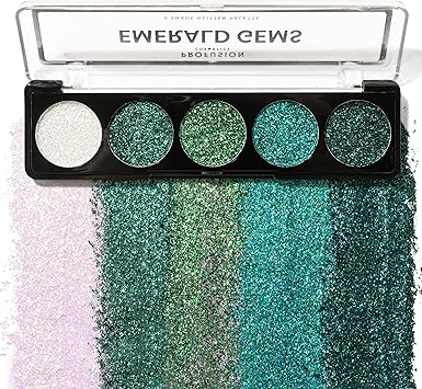 Profusion Cosmetics Emerald Gems 5 Shade Glitter Eyeshadow Palette for Attractive Eye Look Raise Your Makeup Game to the Next Level with Premium Beauty Tool - Image 3