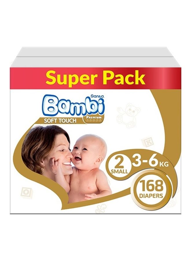 Sanita Bambi Baby Diapers Super Pack Size 2, Small, 3-6 Kg, 168 Count - Image 1