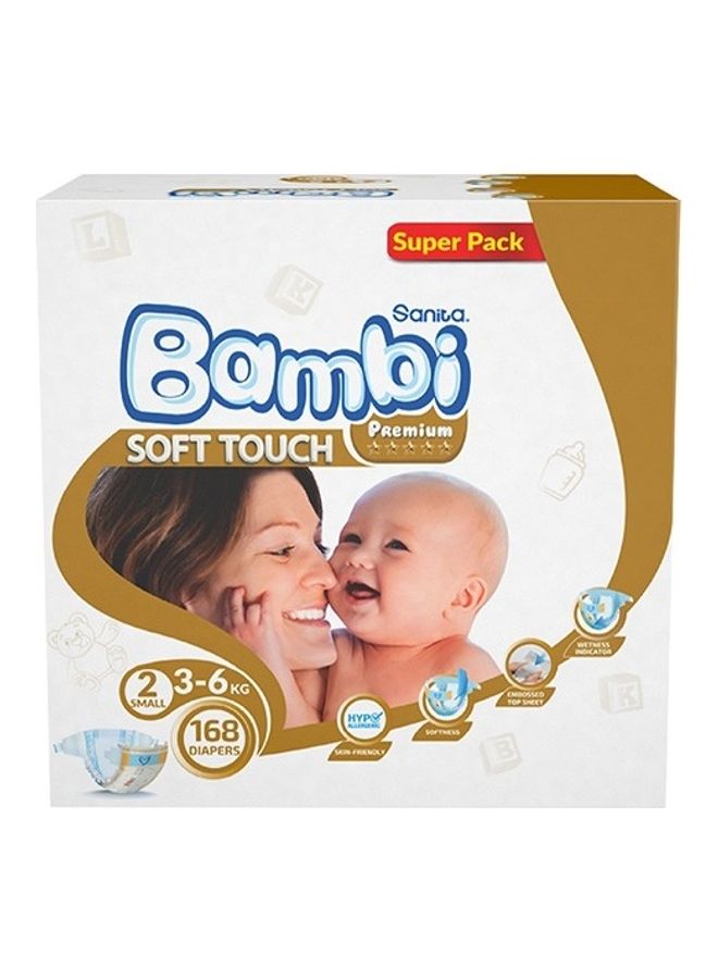 Sanita Bambi Baby Diapers Super Pack Size 2, Small, 3-6 Kg, 168 Count - Image 2