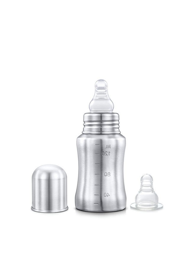 Speedex Stainless Steel Infant Baby Feeding Bottle, Bpa Free, Anti-Colic, Plastic-Free, Medium-Flow Nipple (140 Ml) - Image 1