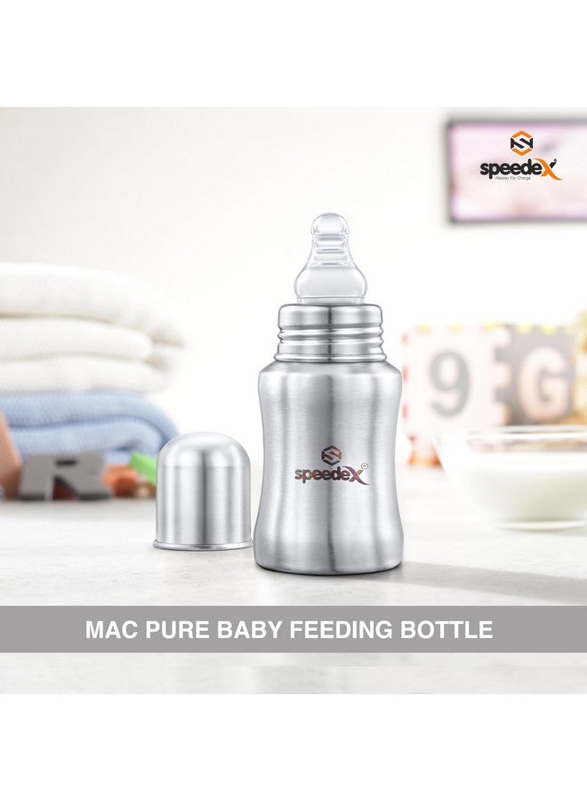 Speedex Stainless Steel Infant Baby Feeding Bottle, Bpa Free, Anti-Colic, Plastic-Free, Medium-Flow Nipple (140 Ml) - Image 2