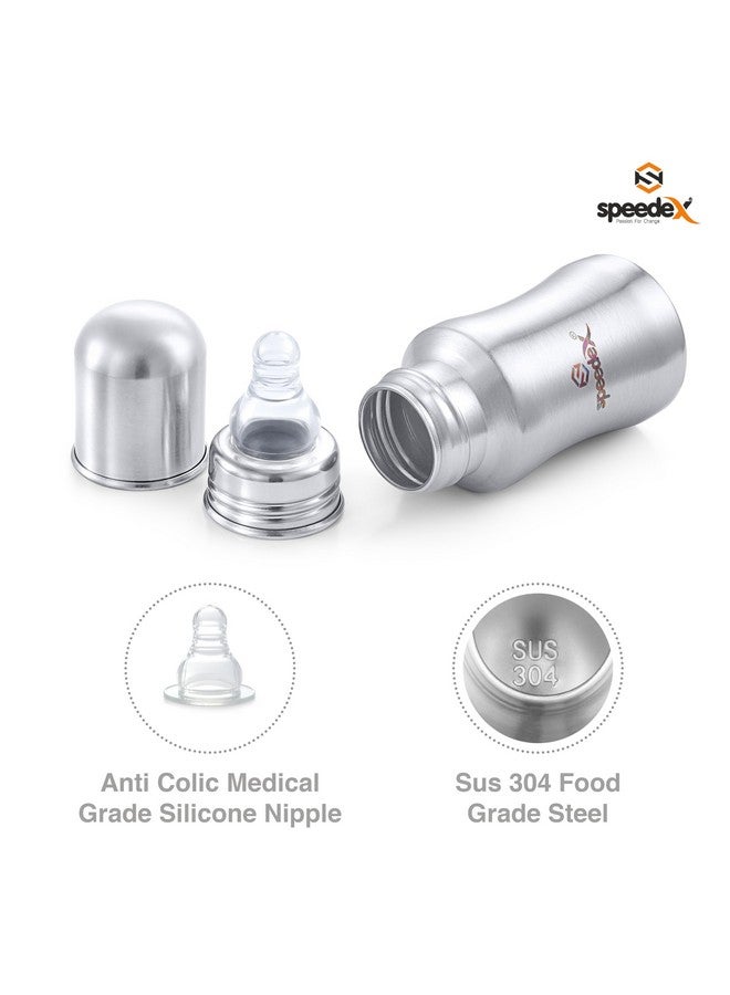 Speedex Stainless Steel Infant Baby Feeding Bottle, Bpa Free, Anti-Colic, Plastic-Free, Medium-Flow Nipple (140 Ml) - Image 3