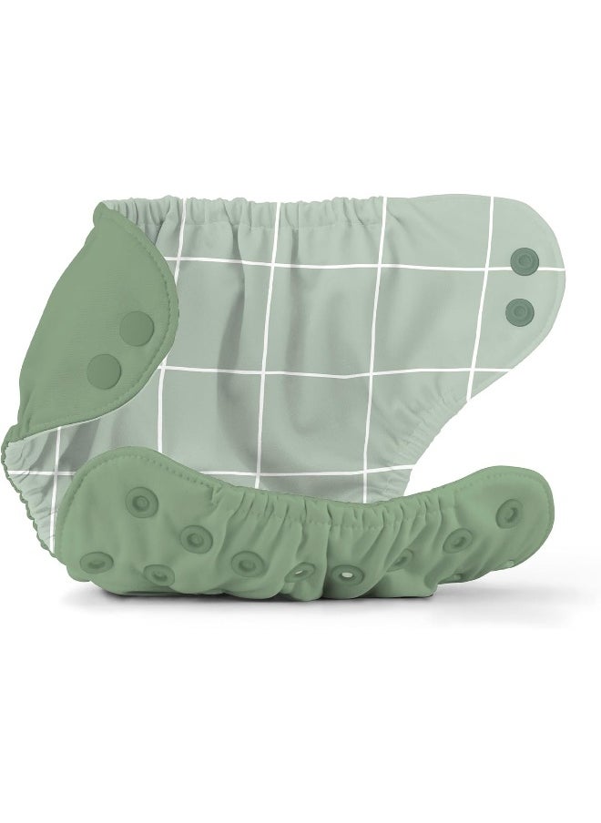 Esembly Cloth Diaper Outer, Swim and Waterproof Cloth Diaper Cover, Leak-Proof and Breathable Layer, Reusable with Snap Closure - Size 1 (7-17lbs), Aloe