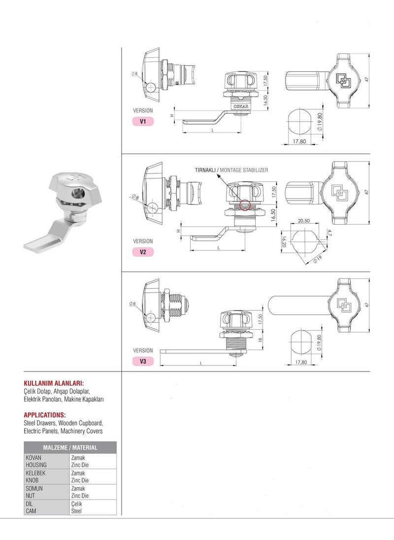 Oscar - Atılım Pano Locker Cabinet Lock with Padlock - Image 1
