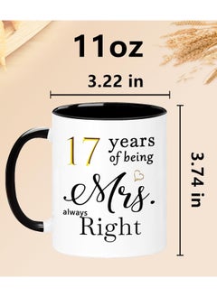 SHOP NEW ARRIVALS 17 Year Anniversary Coffee Mugs Set of 2, 17 Years of Being Mr Right/Mrs Always Right, 17th Wedding Anniversary Decorations Gifts Presents Cups for Couple Parents Grandparents  - Image 5