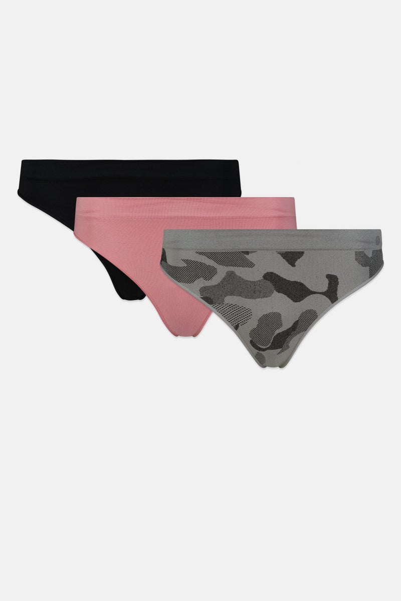 Layer 8 Women 3 Pieces Textured Seamless Panties, Multicolor - Image 3