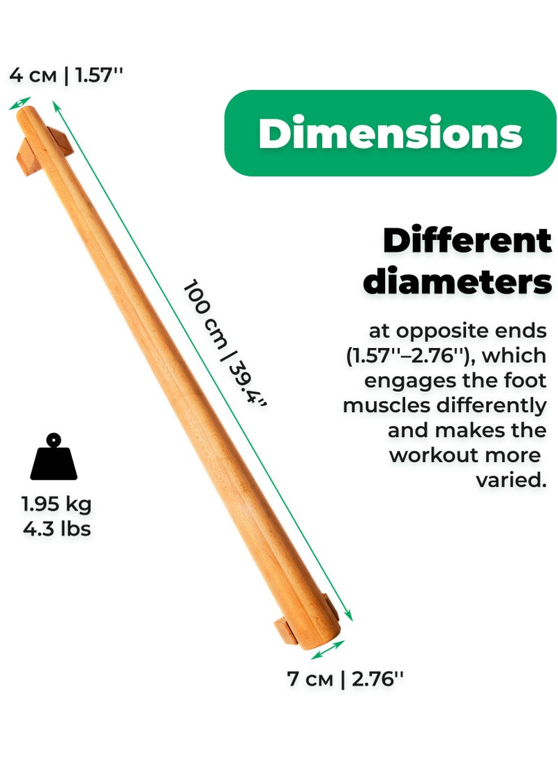 Timbergood Balance Beam Foot Trainer – Solid Beech Wood, Rotating Gymnastics Bar for Foot Massage, Flat Feet Prevention & Body Balance Training - Image 3