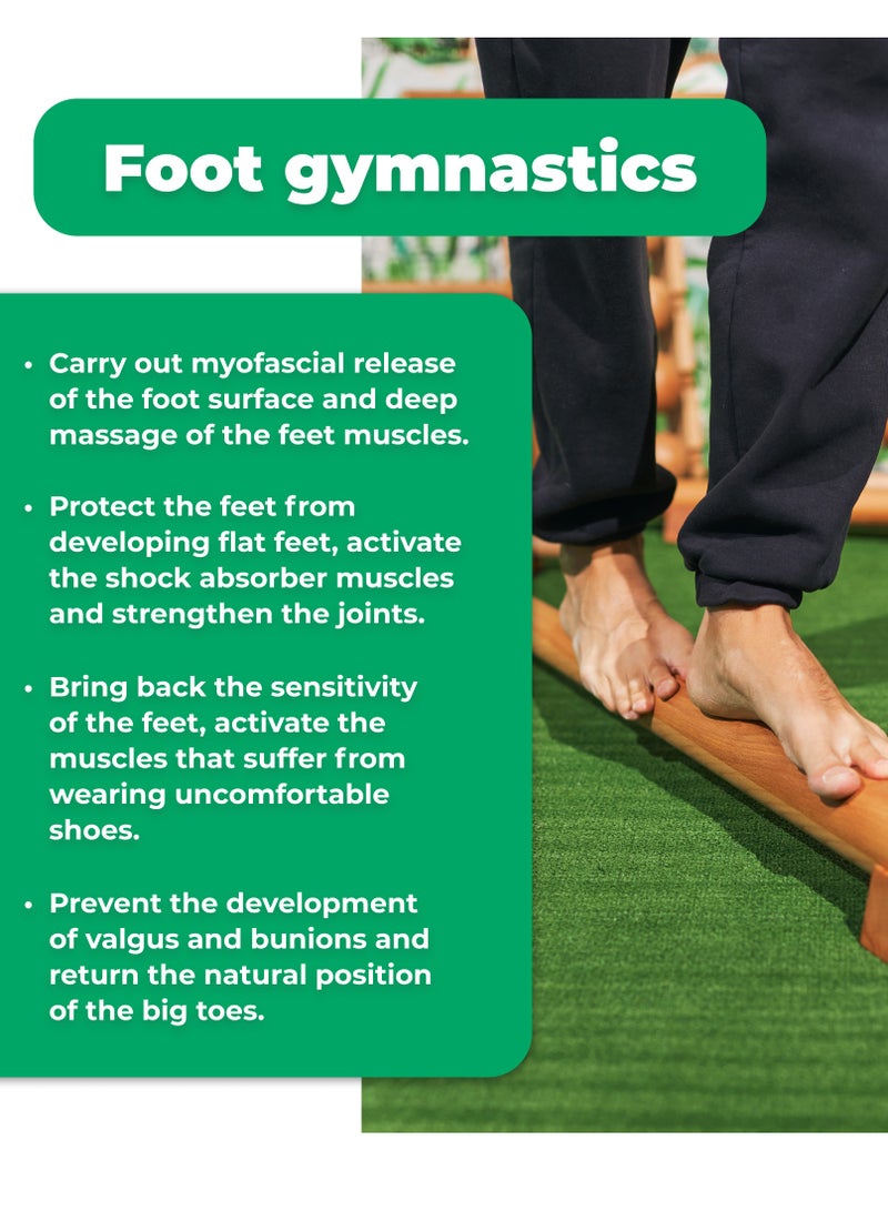 Timbergood Balance Beam Foot Trainer – Solid Beech Wood, Rotating Gymnastics Bar for Foot Massage, Flat Feet Prevention & Body Balance Training - Image 2