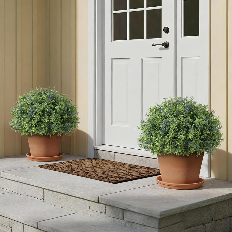 YXZZWL 2 Sets Artificial Rosemary Topiary Ball Trees for Front Door - UV Resistant Faux Outdoor Rosemary Bushes, Fake Spring/Summer Greenery Potted Plants for Farmhouse Garden Porch Outside Decor - Image 3