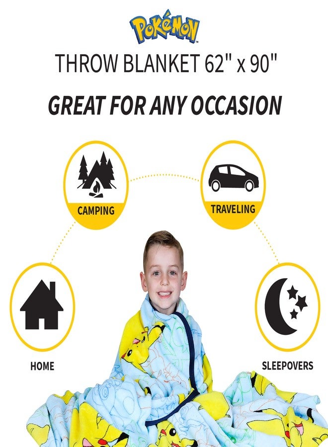 Franco Kids Bedding Super Soft Plush Throw Blanket, 62 in x 90 in, Pokemon - Image 3