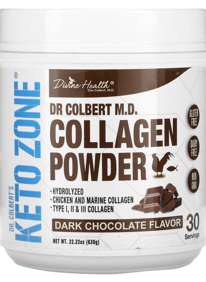 Divine Health Dr. Colbert's Keto Zone Collagen Powder Dark Chocolate 22.22 oz (630 g) - Image 1