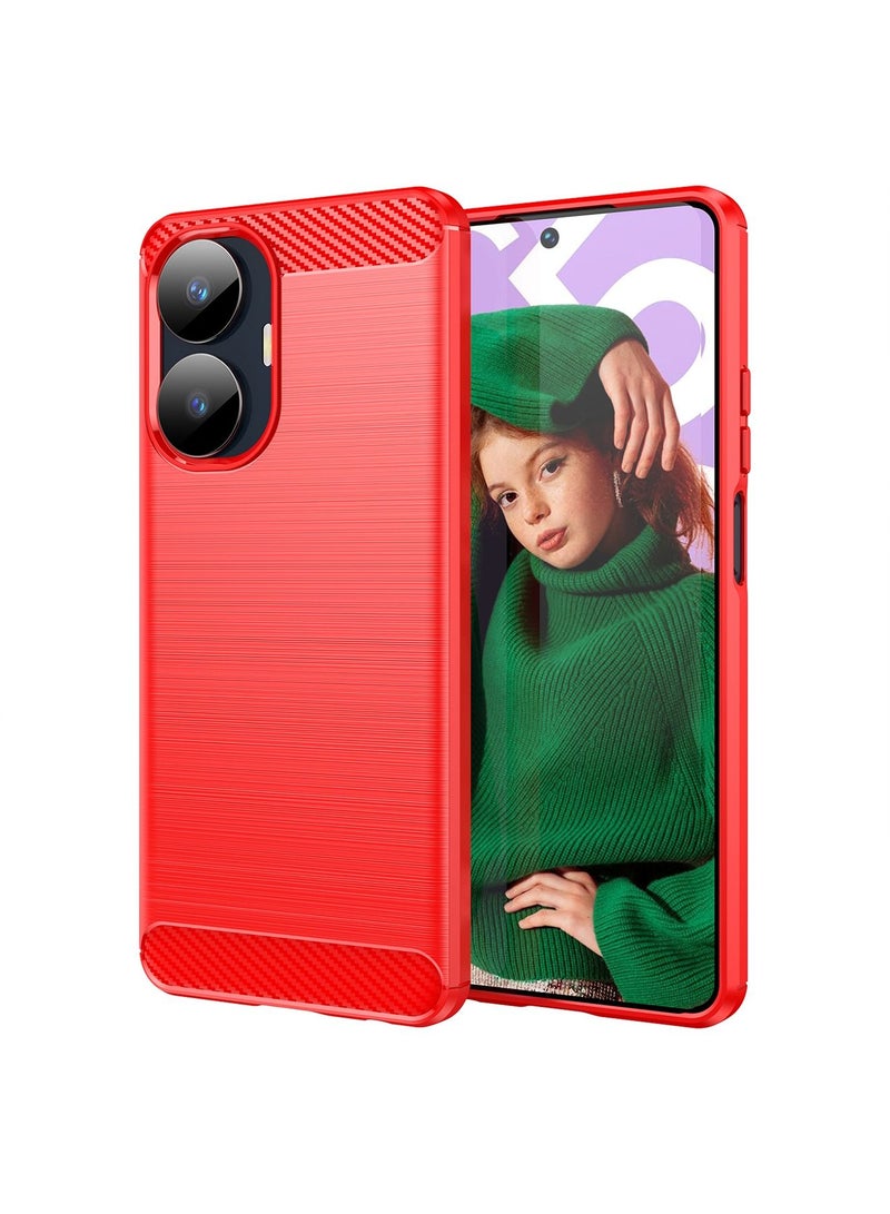 Realme C55 Case Cover Protector Accessories with Soft Durable TPU Anti-Scratch Anti-Fingerprints Heavy Duty Protection Shockproof Defender Back Cover For Realme C55 Red - Image 1