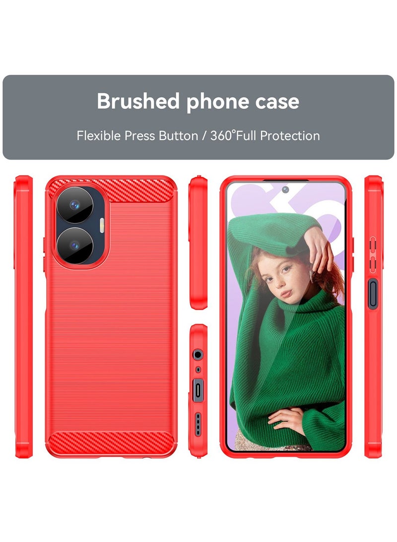 Realme C55 Case Cover Protector Accessories with Soft Durable TPU Anti-Scratch Anti-Fingerprints Heavy Duty Protection Shockproof Defender Back Cover For Realme C55 Red - Image 2
