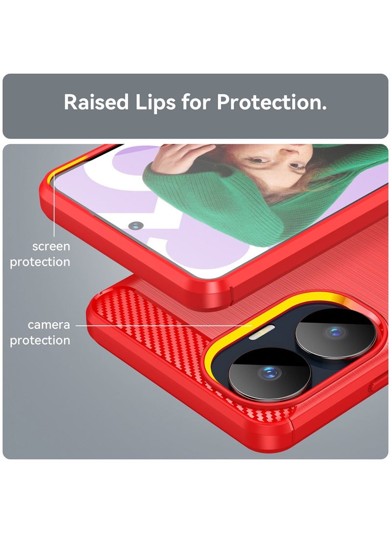 Realme C55 Case Cover Protector Accessories with Soft Durable TPU Anti-Scratch Anti-Fingerprints Heavy Duty Protection Shockproof Defender Back Cover For Realme C55 Red - Image 4