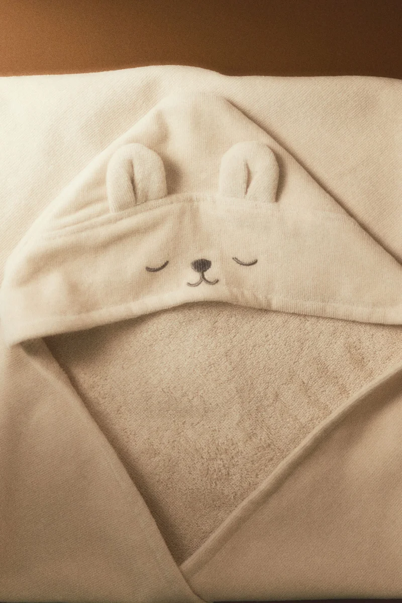 اتش اند ام منشفة حمام بقبعة