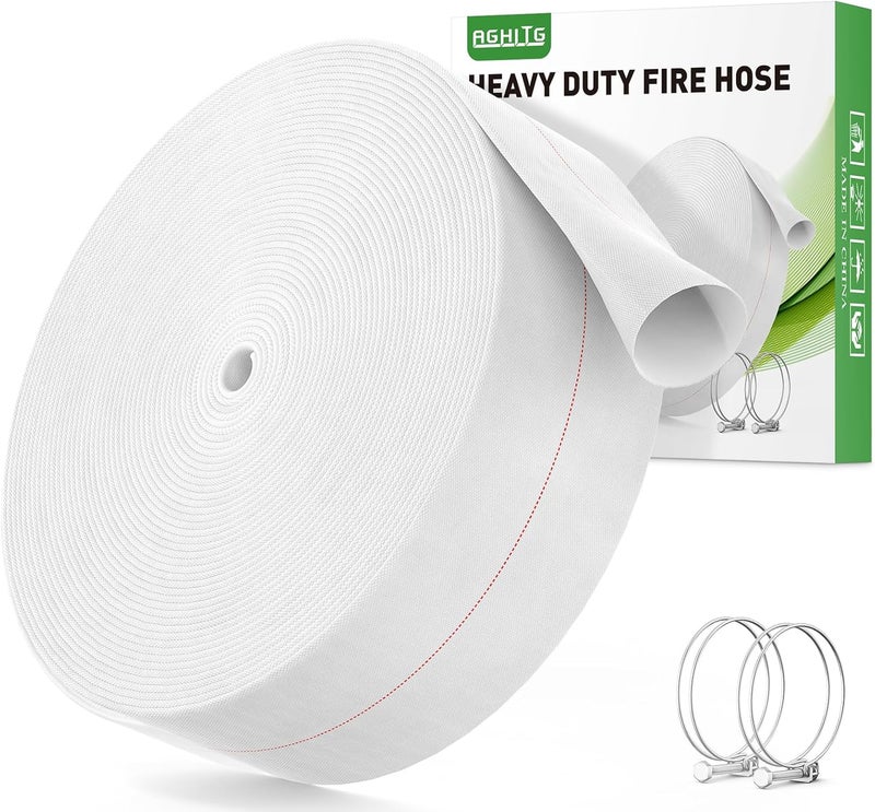 AGHITG Backwash Hose 100 Ft, Fire Hose With Clam, 1-1/2" Pool Discharge Hose for Swimming Pool Drain, Sump Pool Discharge Hose - Image 1