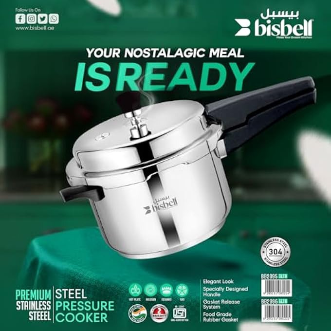 Bisbell Premium Stainless Steel Pressure Cooker 3L Induction Compatible 45Mm Thick BaseBb2096 - Image 5