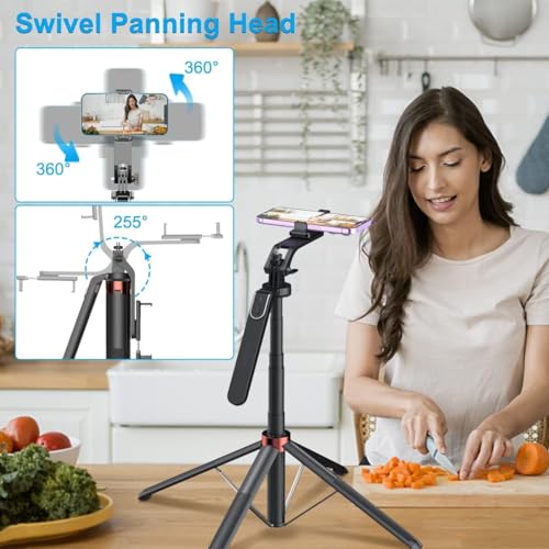 Adofys Selfie Stick with Tripod Stand 360 Degree Rotation Rechargeable Remote Quadripod Stand Balance Handle 71-inch Selfie Stick for Phone Camera Gopro 360°Panoramic Shooting Vlogging Live Stream - Image 5