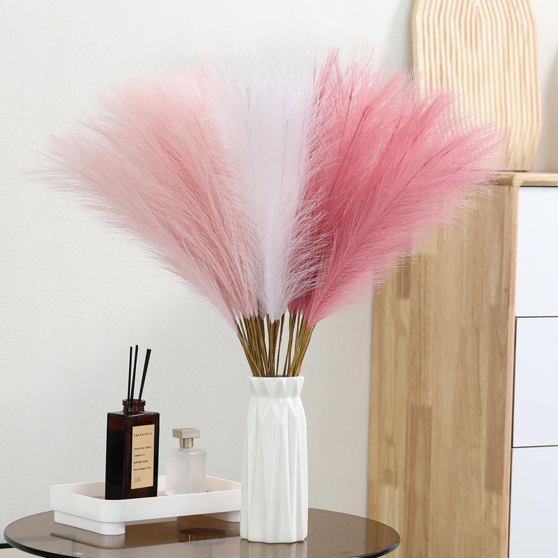 Wertuirk 30pcs Faux Pampas Grass  24 Inch Pink Pampas Grass Home Decor Artificial Colored Pompas Grass for Room Decor Flower Arrangement Wedding Centerpieces and Baby Shower Decorations