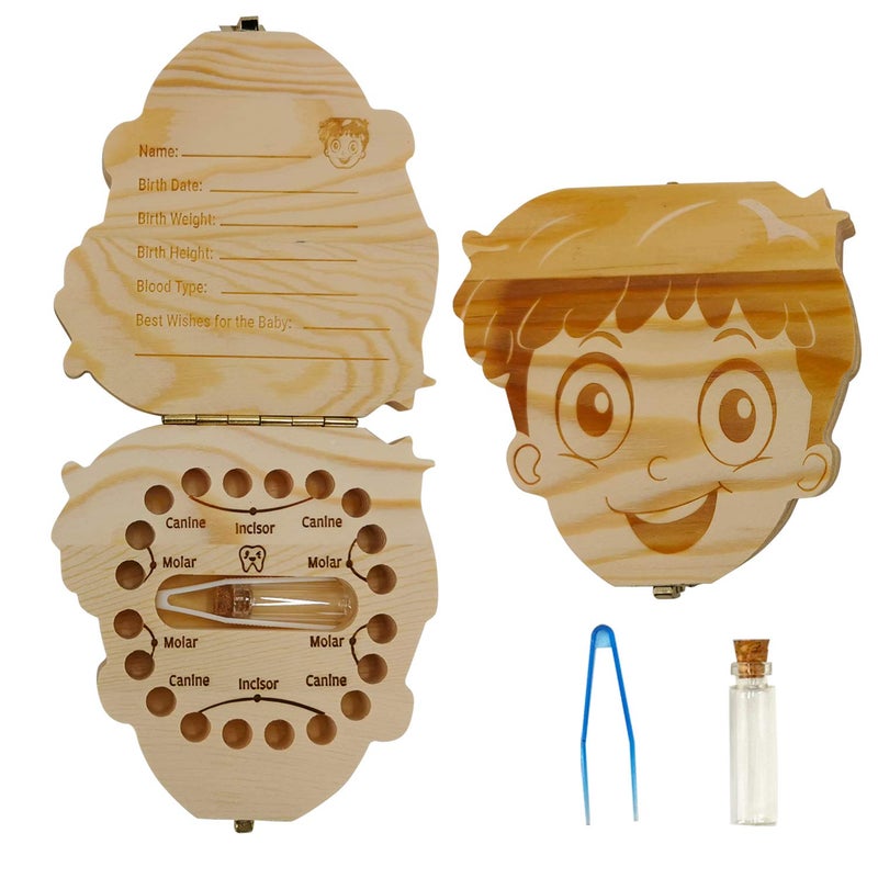 Baby Tooth Fairy Keepsake Box First Teeth and Curl Keepsake Box Tooth Boxes Saver Holders for Lost Teeth KidsBoys