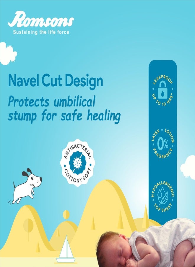 رومسونز حفاضات رومسونز بوتشي توتال بلاي للأطفال حديثي الولادة بنمط الشريط اللاصق - 24 قطعة | مناسبة للأطفال حتى وزن 5 كجم | مضادة للبكتيريا | ناعمة كالحرير ومقاومة للتسرب لمدة تصل إلى 10 ساعات. - Image 4