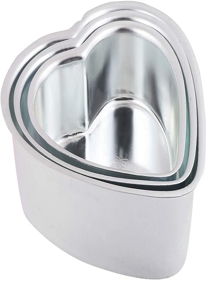 Shopfleet Aluminium Heart Shaped Cake Baking Moulds Set of 3 - Image 1