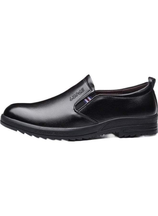 BEIOUTU Men'S Fashion Casual Leather Shoes Comfortable Slip-On Business Men'S Shoes 580 Black Size 44 - Image 2