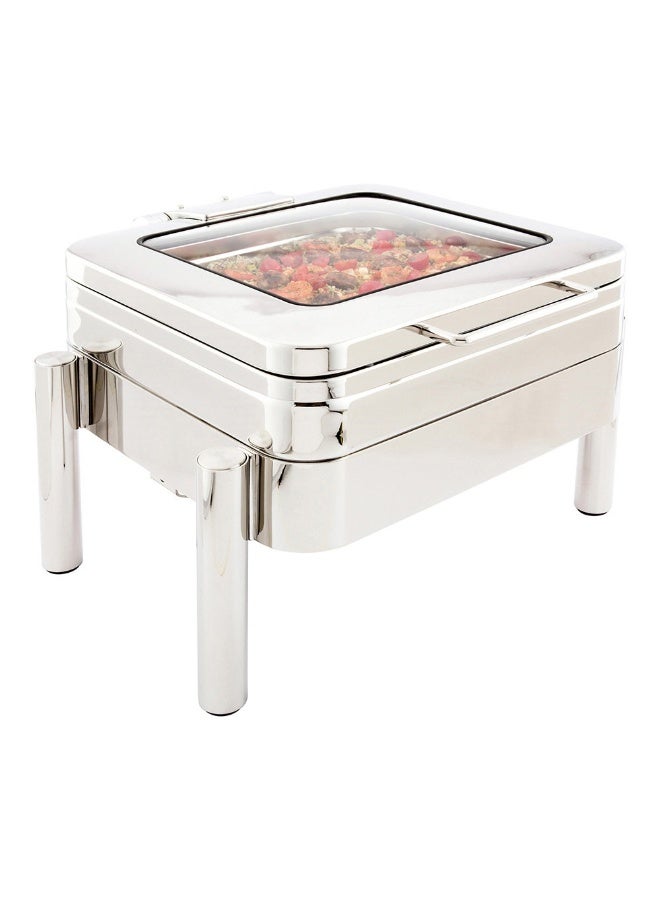Restaurantware Met Lux 6 Qt Chafing Dish, 1 Induction Ready Serving Chafer - With Glass Window, Rectangular, Silver Stainless Steel Buffet Chafer, Chafer Frame Sold Separately, For Parties & Events  - Image 2