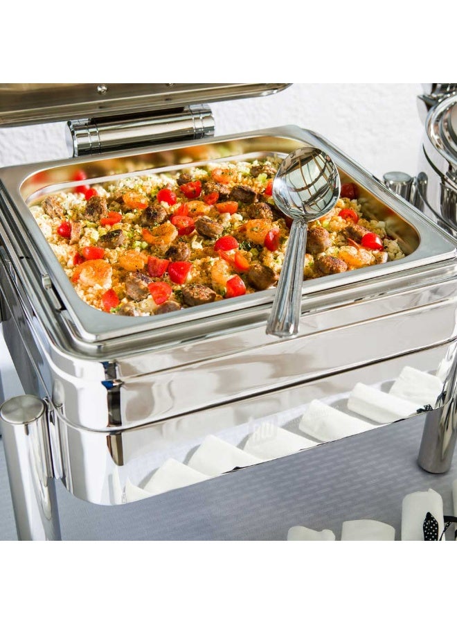 Restaurantware Met Lux 6 Qt Chafing Dish, 1 Induction Ready Serving Chafer - With Glass Window, Rectangular, Silver Stainless Steel Buffet Chafer, Chafer Frame Sold Separately, For Parties & Events  - Image 3