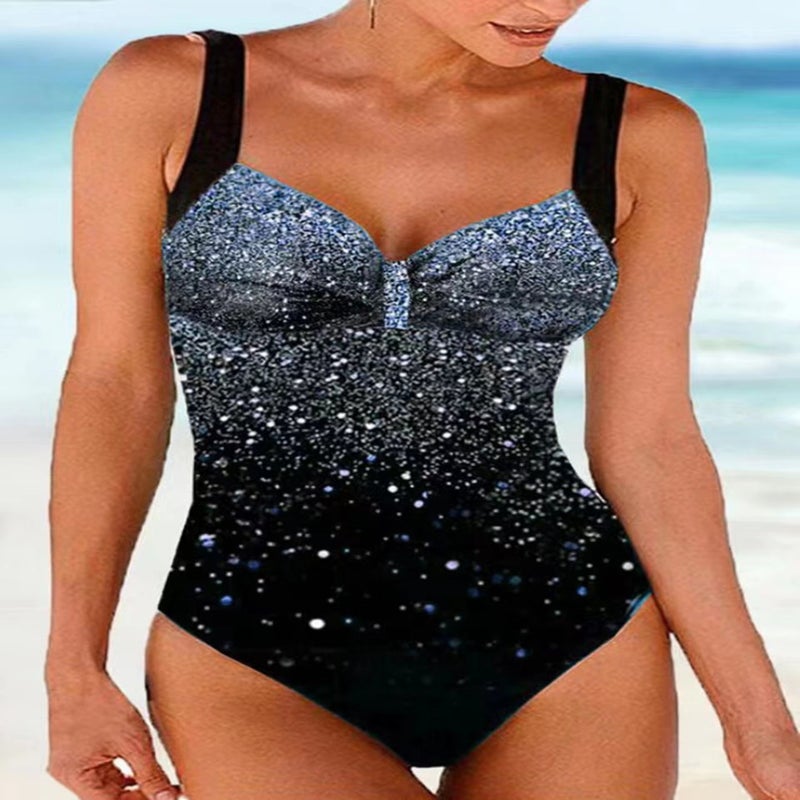 2022 Korean Black Print Bikini Swimsuit Green  - Image 2