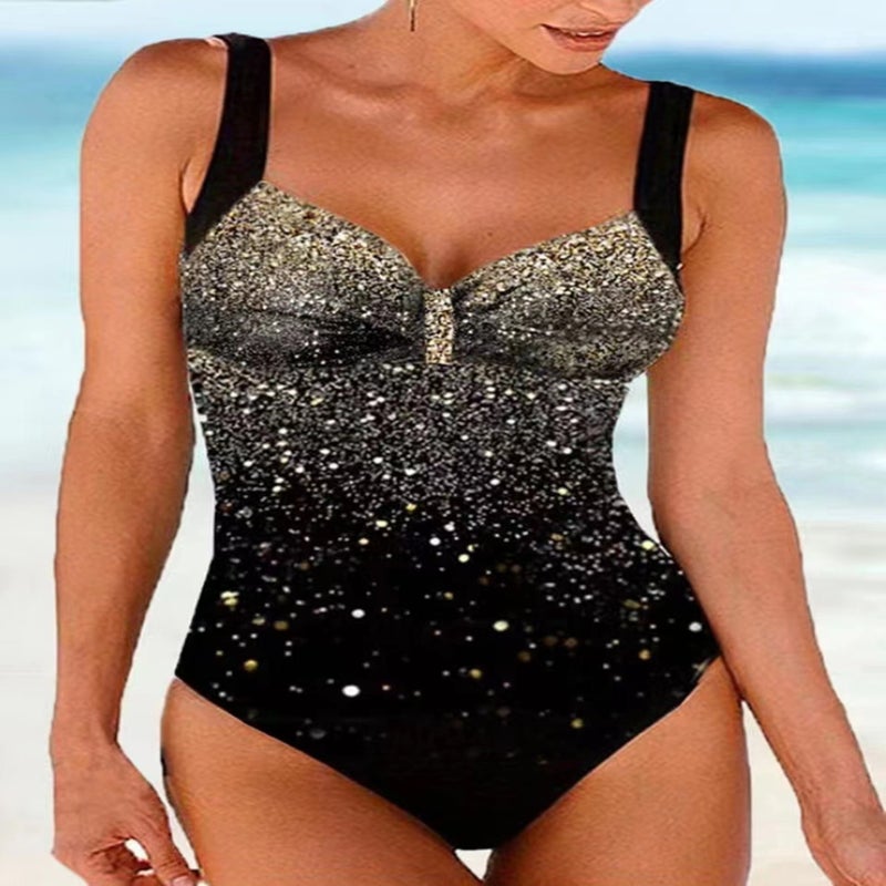 2022 Korean Black Print Bikini Swimsuit Green  - Image 4